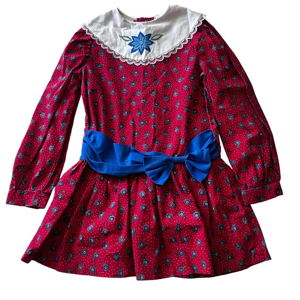 Vintage Young Hearts Red Christmas Dress - Size 6X